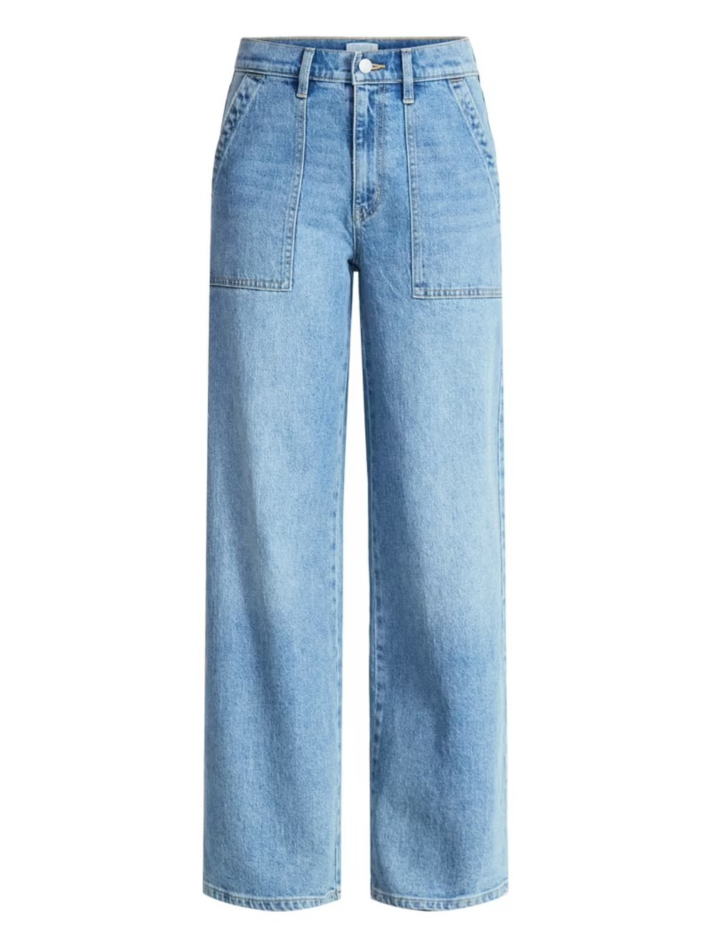 Time and Tru Women's Wide Leg Utility Trousers-Medium Wash - Picture 5 of 6